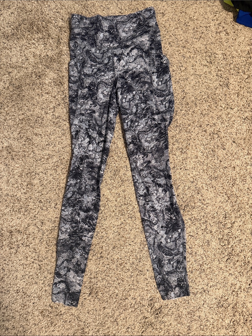 LULULEMON High-Waist Marble Print Leggings - Black & White